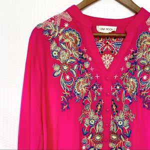 Anthropologie Luna Moon Hot Pink X-Large Blouse